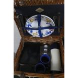 A Vintage Wicker Picnic and Contents Basket by Amberly