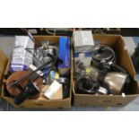 A Box of Kitchenwares and a Box of Office Equipment, Stationery, Sundries Etc