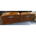 Two Vintage Suitcases with Labels for Canadian Pacific and Royal Mail Lines