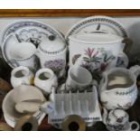 A Tray of Portmeirion Botanic Garden Ceramics to include Vases, Jugs, Toast Rack, Pestle and Mortar,