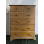 A Pine Chest of Two Short and Four Long, 80cms Wide