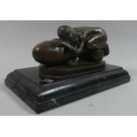 An Erotic Bronze Set on Rectangular Marble Plinth, 24cms Wide