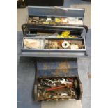 Two Metal Toolboxes and Contents