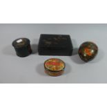 A Collection of Four Lacquered Papier Mache Boxes, Various Shapes