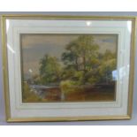 A Framed Watercolour Depicting River Scene in Summer, 47cms Wide