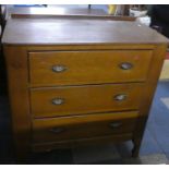 A Mid 20th Century Oak Three Drawer Chest, 77cms Wide