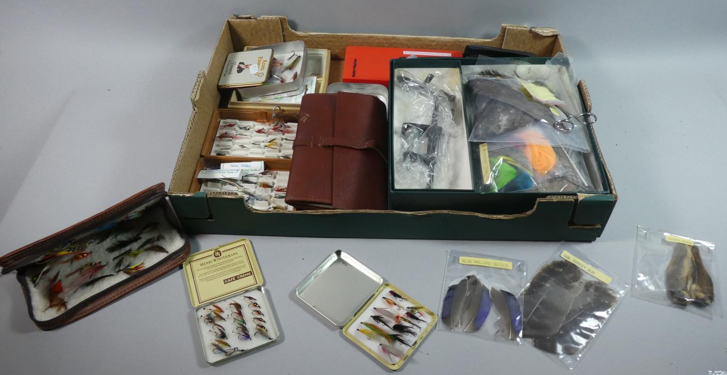 A Box Containing Large Quantity of Fishing Flies and Fly Tying Equipment Etc