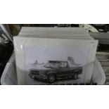 A Box Containing Large Quantity of Monochrome American Car Prints