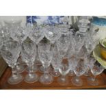 A Tray Containing Various Cut Glass Wines, Sherries, Ports, Pair of Decanters etc