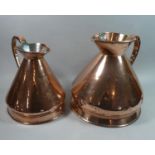 Two Victorian Copper Measures, One Gallon and Two Gallon. The Largest 31cms High