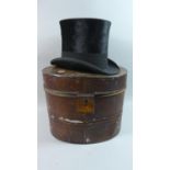 A Late 195th Century Hat Tin Containing Small Silk Top Hat By A. Pellett, Inner Measurement 7.5"