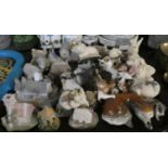 A Tray of Various Animal Ornaments to include Pingin', Curled Fox, Jack Russell Terriers together