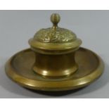 A Late Victorian Circular Brass Inkwell, Missing Liner, 11.5cms Diameter