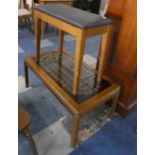 A Vintage Tile Topped Coffee Table and a Lift Top Organ Stool Containing Sheet Music