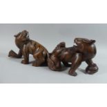 An Oriental Carved Wooden Group Depicting Family of Tigers, 50cms Long