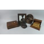 A Collection of Treen to Inlcude Edwardian Wall Hanging Mirror with Folding Shelf, Carved Oval