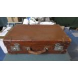 A Vintage Leather Suitcase, 56cm Wide