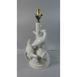 A Contemporary Creamware Table Lamp decorated with Pheasants, Compete with Shade, Lamp 48cms High