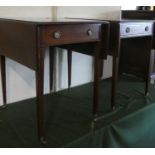 A Pair of Edwardian Mahogany Drop leaf Occasional Tables with Single Drawers Matched By Dummies on