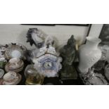 A Collection of Various Ceramic and Resin Mantle Clocks