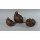 A Set of Three Ceramic Studies of Quail Family