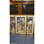 A Set of Three Large Gilt Framed Maxfield Parrish Prints, Boughs of Courtship, a Stairway to