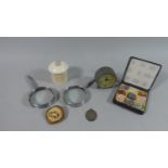 A Small Collection of Curios to Include Pair of Magnifying Glasses, Carved Antler Brooch, Collection