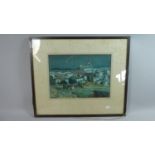 A Framed Watercolour Depicting Continental Hilltop Town by Moonlight, Signed Bottom Left A M