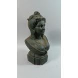 A Heavy Cast Iron Bust of a Maiden, Possibly Gate Post Finial, 40cms High