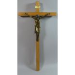 A Late 20th Century Crucifix with Brass Corpus Christi, 54cms High