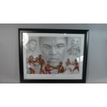 A Framed Sporting Legends Print, Mohammed Ali by Stuart McIntyre, 54cm Wide