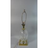 A Contemporary Brass and Glass Table Lamp and Shade, 62cms High