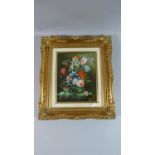 A Gilt Framed Oil Depicting Flowers, Frame 40cms High