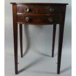 A Small Reproduction Mahogany Bow Fronted Side Table with Two Drawers, 42cms Wide