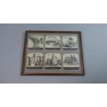 A Framed Set of Six Beer Mats Depicting Scenes at the Ironbridge Gorge Museum