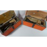 A Pair of Wooden Cased Vintage Field Telephones, Each Case 46cms Long