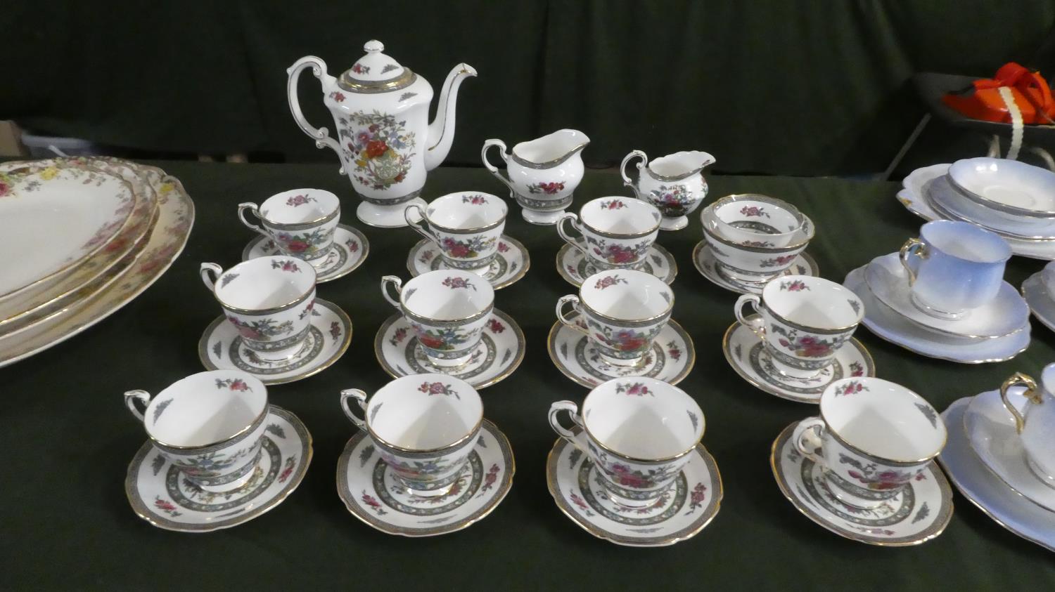 A Paragon Tree of Kashmir Coffee Set to Include Eleven Cups and Twelve Saucers, Coffee Pot, Two