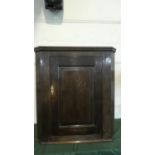 A 19th Century Oak Wall Hanging Corner Cabinet with Panelled Door, 80cm Wide