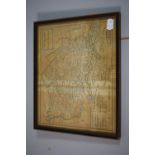 A Framed Map of Denbigh and Flintshire, Published in London by Alexander Hog 1770, 27cm Wide