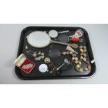 A Tray Containing Costume Jewellery, Dressing Table Mirror, Magnifying Glasses etc