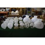 A Large Collection of Etched and Opaque Glass Light Shades