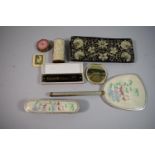 A Collection of Curios to Include Dressing Table Brush and Mirror, Chinese Mouth Organ,