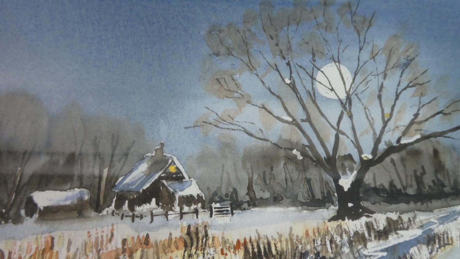 Two Framed Water Colours by John Stuttard Depicting Winter Landscapes - Image 2 of 3