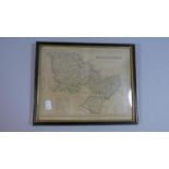 A Small Hogarth Framed Map of Denbighshire Engraved For Dugdales, 26cm Wide