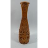 A Carved Wooden Vase, 38cm High