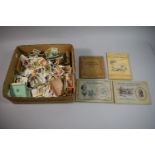 A Box Containing Loose Cigarette and Teacards Together with Vintage Cigarette Card Albums and