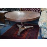 A Mid 19th Century Mahogany Snap Top Loo Table on Triform Base with Scrolled Feet, 137cm Diameter