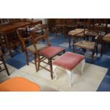 Two Mahogany Framed Bedroom Chairs and a Stool