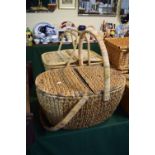 Two Wicker Picnic Baskets