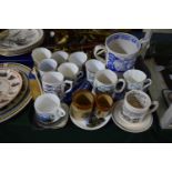 A Collection of Various Decorated Mugs and Plates on a Railway Theme